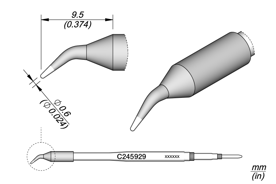 C245929 - Conical Bent Cartridge Ø 0.6